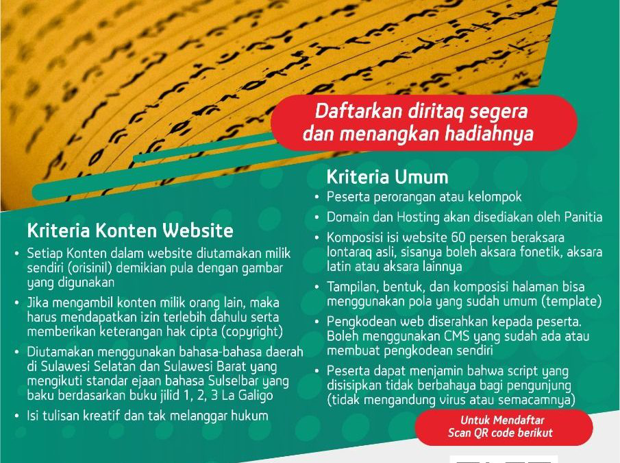 Setelah Jawa, Sunda, dan Bali, Kini Digelar Lomba Membuat Website dengan Konten Aksara Lontaraq